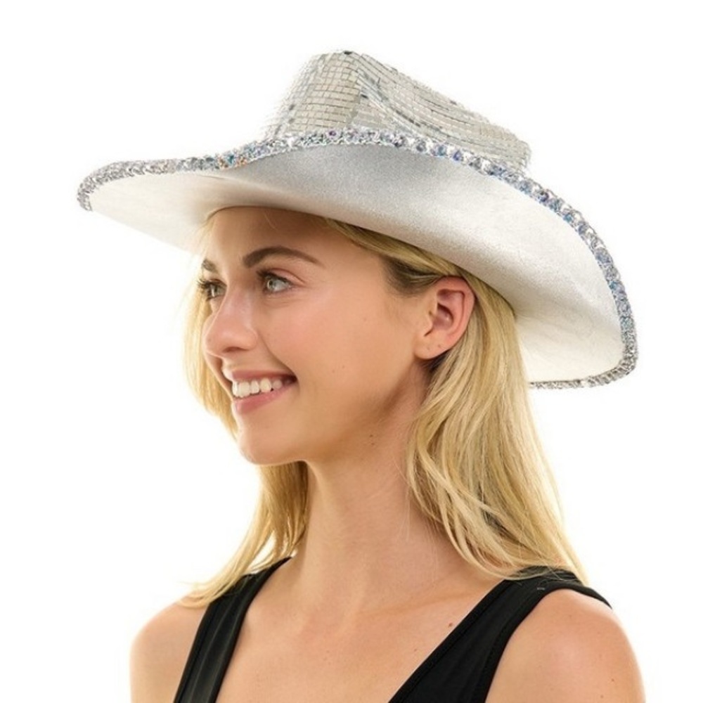 Silver Sequin Cowboy Hat